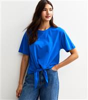 Women's Bright Blue Tie Front T-Shirt New Look