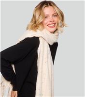 Cream Woven Thread Detail Scarf South Beach New Look