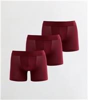 Men's Pack Of 3 Burgundy Boxers New Look
