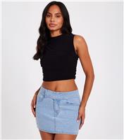 Women's Light Blue Denim Diamante Embellished Skirt Quiz New Look