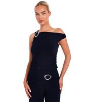 Women's Navy Buckle Detail Ruched Top Quiz New Look