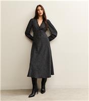 Women's Black Spot Print Lace Trimmed Midi Dress New Look