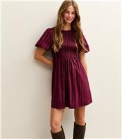 Women's Red Striped Puff Sleeve Mini Dress New Look