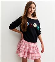 Girls' Red Check Tiered Skort New Look