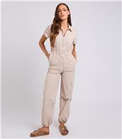 Women's Stone Drawstring Waist Shell Jumpsuit Urban Bliss New Look