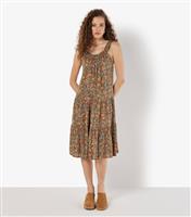 Women's Brown Printed Midi Dress Apricot New Look