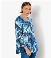 Women's Blue Patchwork Print Blouse Apricot New Look