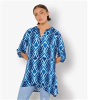 Women's Blue Tie Dye Print Tunic Top Apricot New Look