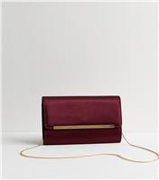 Dark Burgundy Satin Clutch New Look