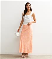 Women's Pink Floral Print Bias Cut Midi Skirt New Look