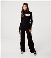 Women's Black Contrast Stripe Wide Leg Trousers Pink Vanilla New Look