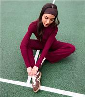 Women's Burgundy Ribbed Zip Up Top and Trousers Set Pink Vanilla New Look