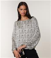 Women's Black Leopard Print Crew Neck Top Blue Vanilla New Look