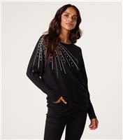 Women's Black Diamant-Embellished Jumper Blue Vanilla New Look