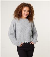 Women's Grey Lace Hem Jumper Blue Vanilla New Look