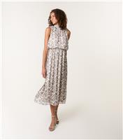 Women's Grey Snakeskin Print Diamante Stud Midi Dress Blue Vanilla New Look