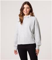 Women's Grey Embellished Peter Pan Collar Jumper Blue Vanilla New Look
