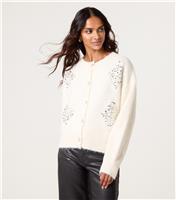 Women's Off White Sequin Embellished Cardigan Blue Vanilla New Look