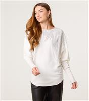 Women's Off White Diamante Embellished Batwing Sleeve Jumper Blue Vanilla New Look