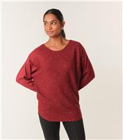 Women's Red Rhinestone Embellished Jumper Blue Vanilla New Look