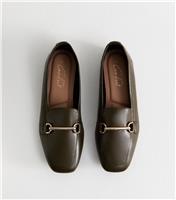 Women's Green Faux Leather Snaffle Detail Loafers Vegan New Look