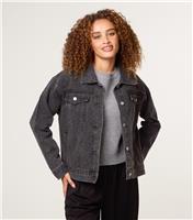 Women's Black Diamante Embellished Denim Jacket Blue Vanilla New Look