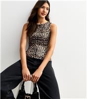 Women's Brown Animal Print Slinky Jersey Vest New Look