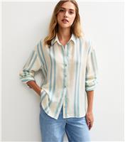 Women's Blue Striped Long Sleeve Shirt New Look