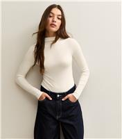 Women's Off White High Cowl Neck Long Sleeve Body New Look