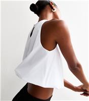 Women's White Poplin Bubble Hem Flared Top New Look