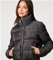 Women's Black Diamante Embellished Puffer Jacket Pink Vanilla New Look