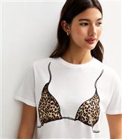 Women's White Leopard Print Bikini Relaxed T-Shirt New Look