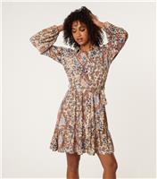 Women's Cream Printed Belted Shirt Dress Blue Vanilla New Look