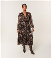 Women's Black Flora Print Midi Dress Blue Vanilla New Look