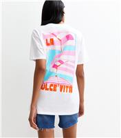 Women's White La Dolce Vita Graphic Print Oversized T-Shirt New Look
