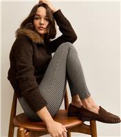 Women's Grey Houndstooth Pattern Leggings New Look
