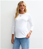 Women's Maternity White Crew Neck Long Sleeve Top New Look