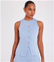 Women's Light Blue Button Waistcoat Quiz New Look