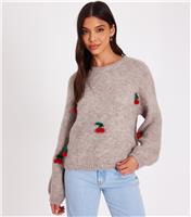 Women's Stone Cherry Embroidered Jumper Quiz New Look