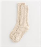 Oatmeal Knit Long Socks New Look