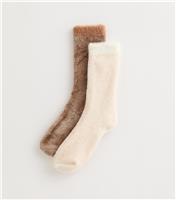 Pack of 2 Tan Chenille Socks New Look