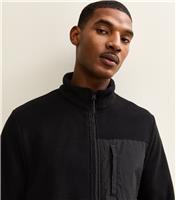 Men's Black Regular Fleece Tech Jacket New Look