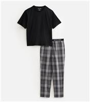 Men's Black T-Shirt and Check Trousers Gift Set Jack & Jones New Look