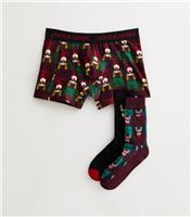 Men's Brown Christmas Socks and Boxers Gift Set Jack & Jones New Look
