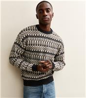 Men's Black Fairisle Knit Jumper Jack & Jones New Look