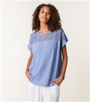 Women's Blue Lace Pattern Top Blue Vanilla New Look