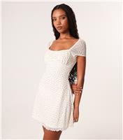 Women's White Floral Print Mini Dress Pink Vanilla New Look
