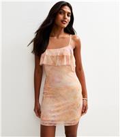 Women's Light Pink Printed Mesh Mini Dress Pink Vanilla New Look