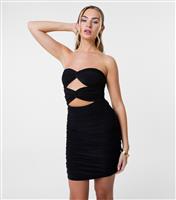 Women's Black Strapless Twist Detail Mini Dress Pink Vanilla New Look