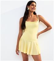 Women's Light Yellow Strappy Flippy Mini Dress Pink Vanilla New Look